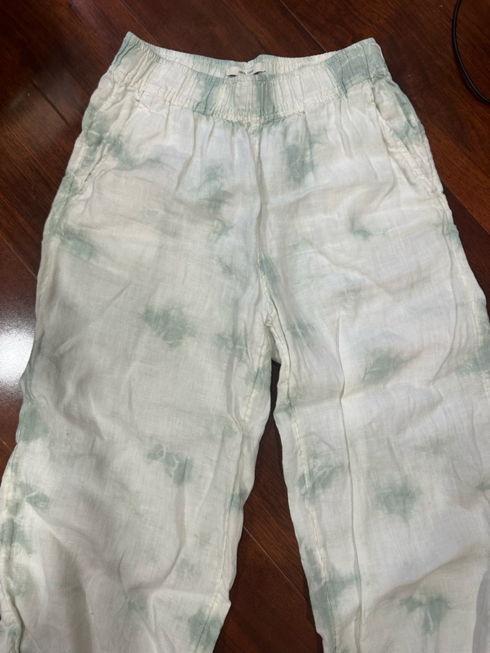 Rachel Zoe White Tie-Dye Wide-Leg Linen Pants